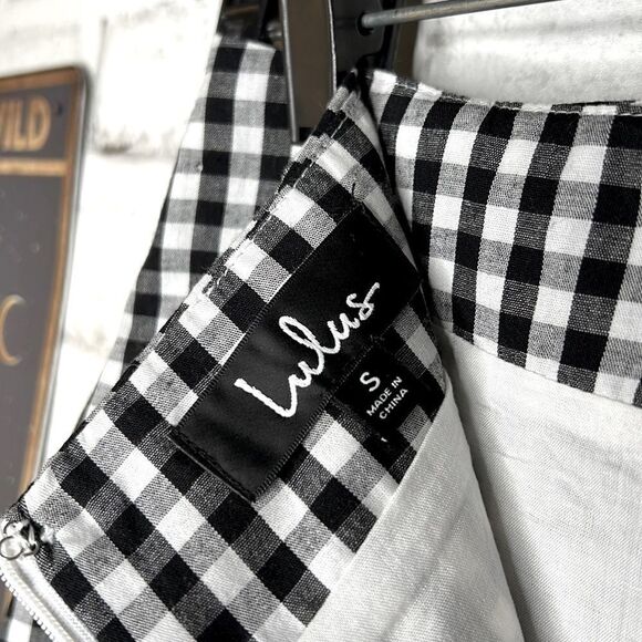 LuLu’s Collegiate Class Black and White Gingham Mini Skirt Country Farmhouse - Picture 7 of 10